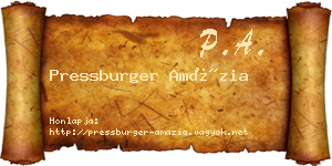 Pressburger Amázia névjegykártya